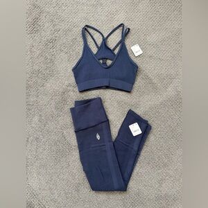 FP Movement Free Throw Set - Strappy Sports Bra & Legging Midnight Navy